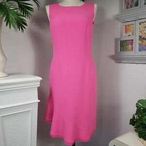 Escada Hot Pink Sheath w/Ruffles & Fringe - Barbiecore Bougie Coastal 40/10